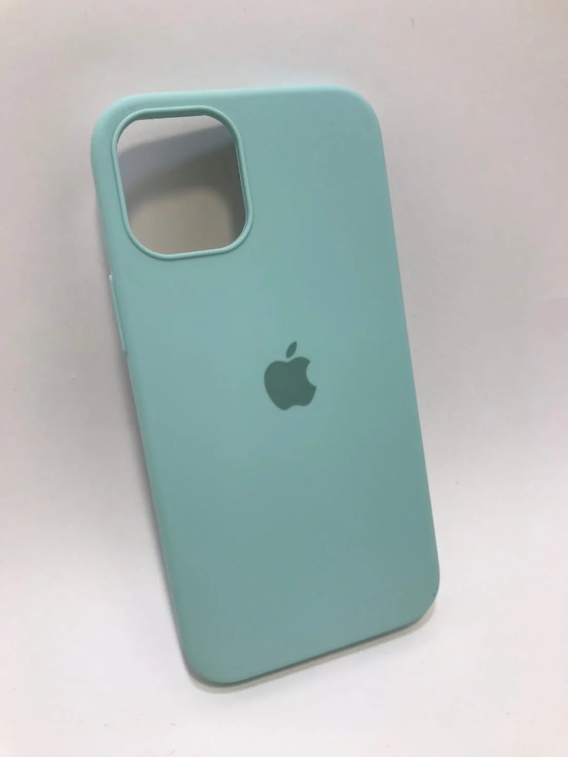 Бирюзовый защитный силиконовый чехол для iPhone 12 mini, с яблоком