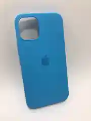 Голубой защитный силиконовый чехол для iPhone 12 mini, с яблоком