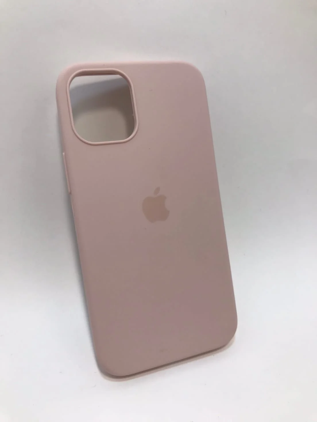 Бежевый защитный силиконовый чехол для iPhone 12 mini, с яблоком