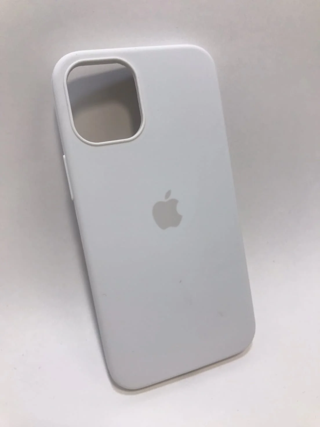 Белый защитный силиконовый чехол для iPhone 12 mini, с яблоком