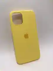 Желтый защитный силиконовый чехол для iPhone 12 mini, с яблоком