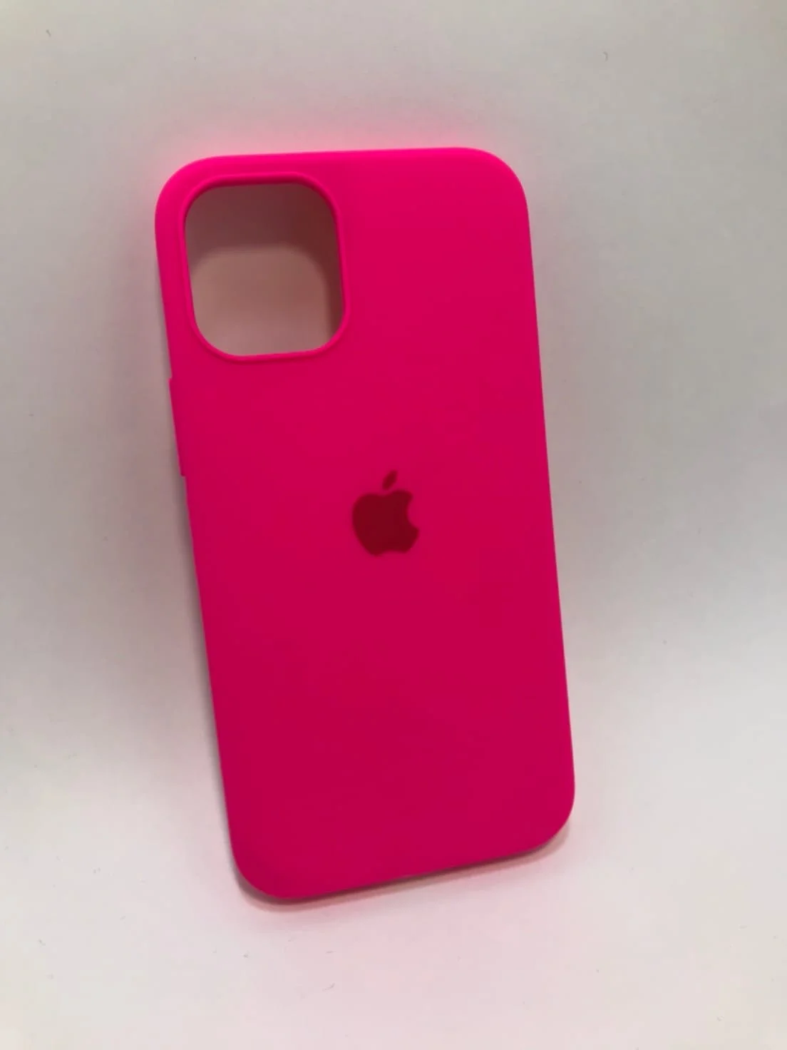 Фуксия защитный силиконовый чехол для iPhone 12 mini, с яблоком