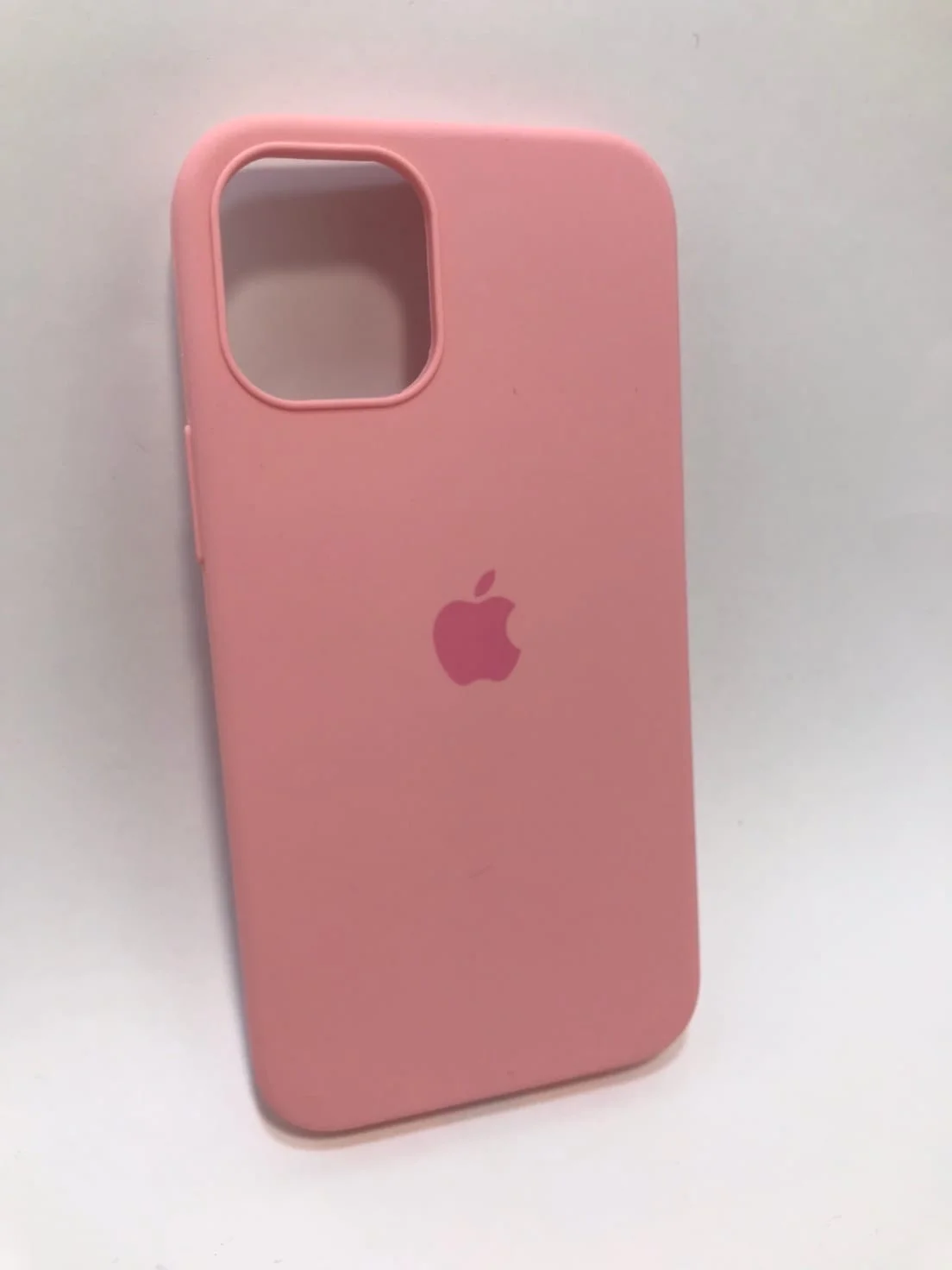 Розовый защитный силиконовый чехол для iPhone 12 mini, с яблоком