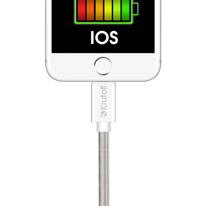 USB кабель Lightning Krutoff Spring, 1 m, белый
