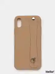Бежевый чехол для Apple iPhone X / XS, силиконовый, с ручкой