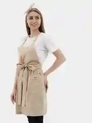 Бежевый фартук-сарафан с солохой