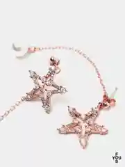 Серьги 2 в 1 с фианитами и жемчугом