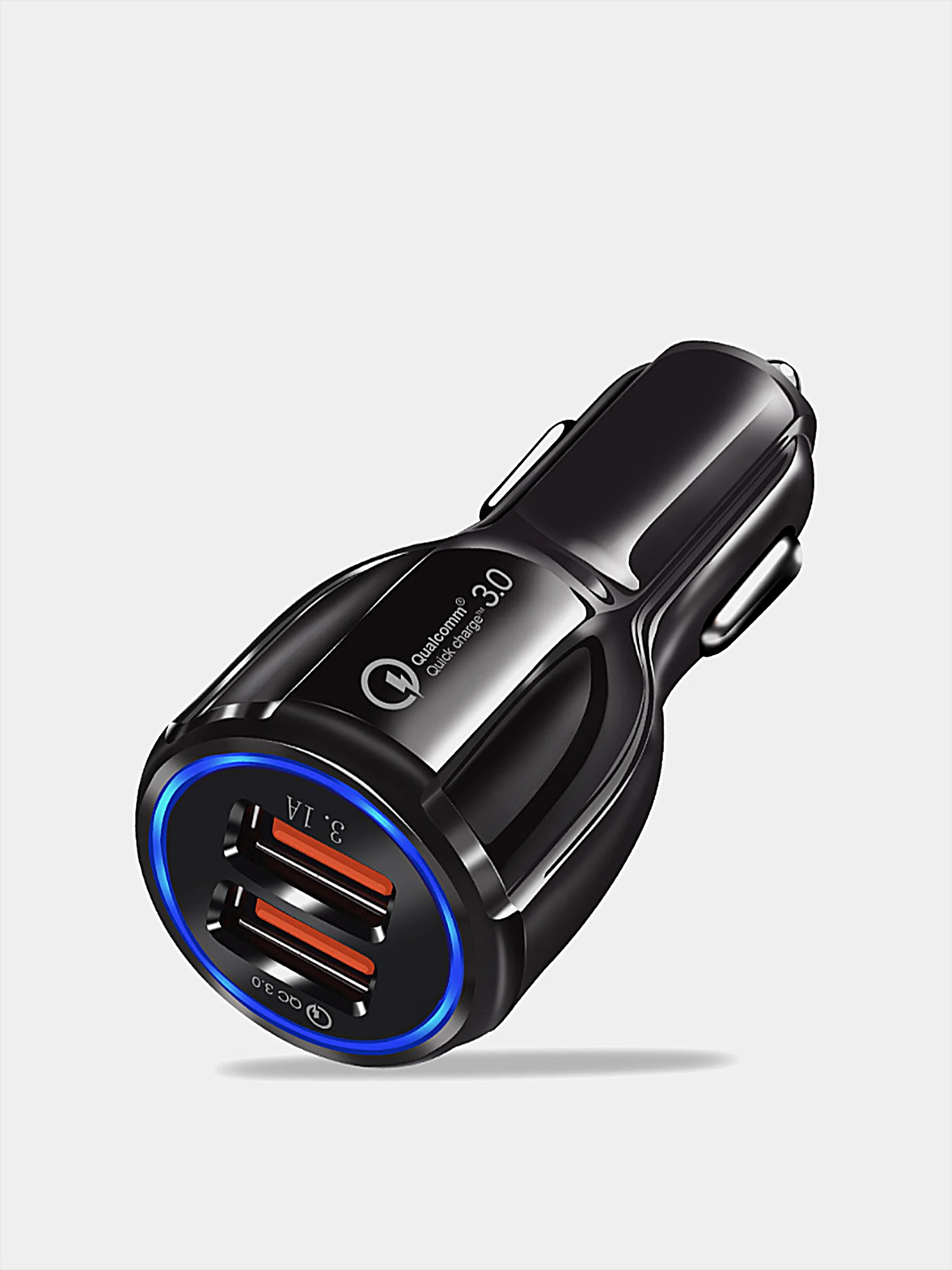 Белый автомобильное зарядное устройство на 2 USB разъема (3,0А-3,1А), Быстрая зарядка