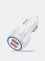 Белый автомобильное зарядное устройство на 2 USB разъема (3,0А-3,1А), Быстрая зарядка