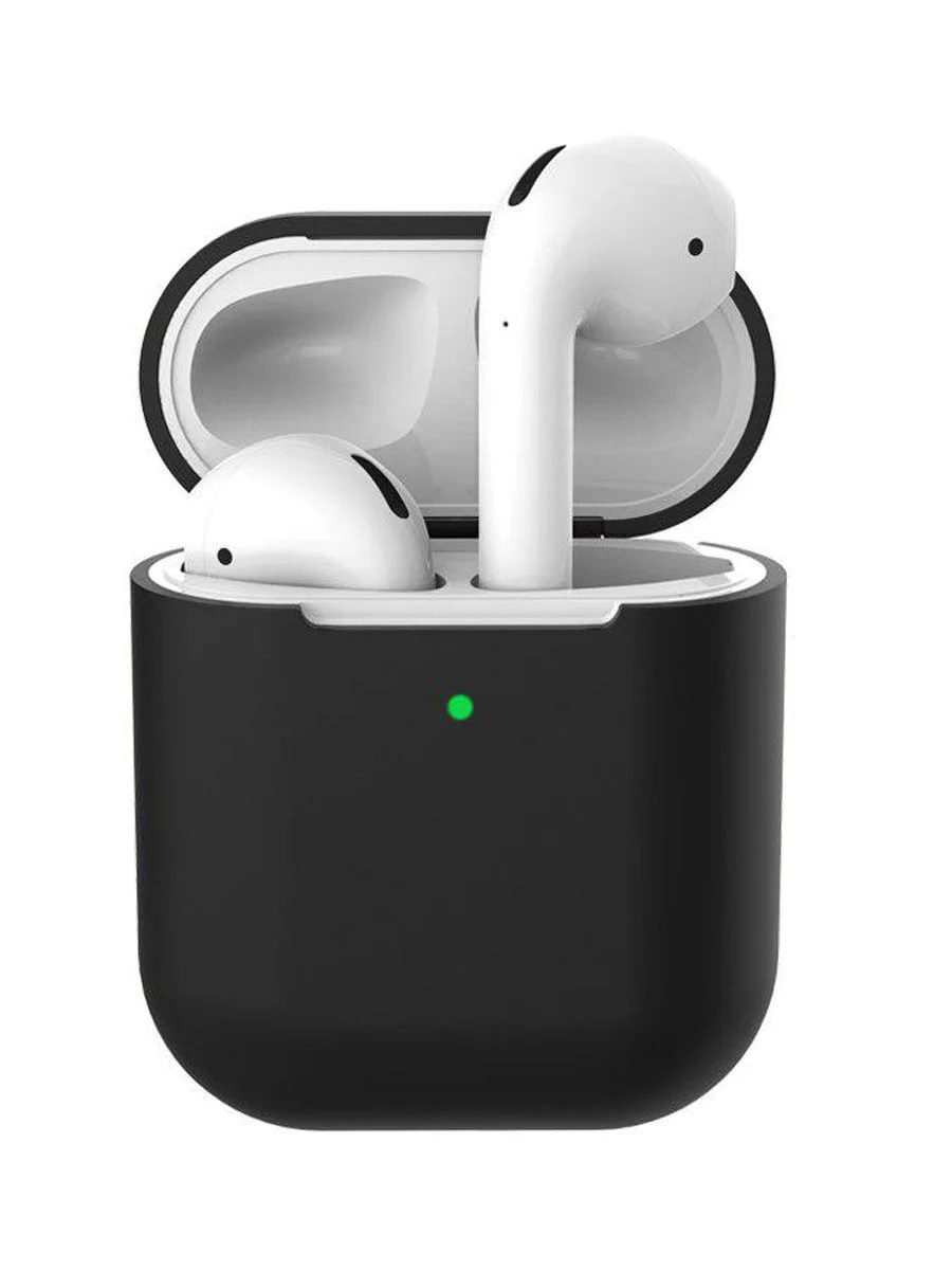 Черный силиконовый чехол для наушников AirPods Аирподс 1 / 2 розовый, черный, синий