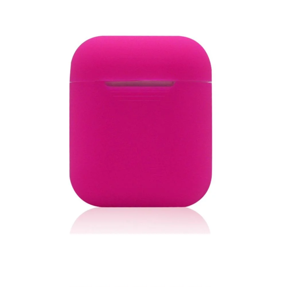 Фуксия силиконовый чехол для наушников AirPods Аирподс 1 / 2 розовый, черный, синий