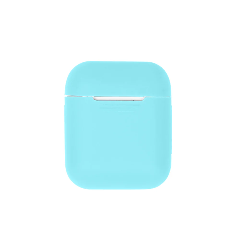 Голубой силиконовый чехол для наушников AirPods Аирподс 1 / 2 розовый, черный, синий