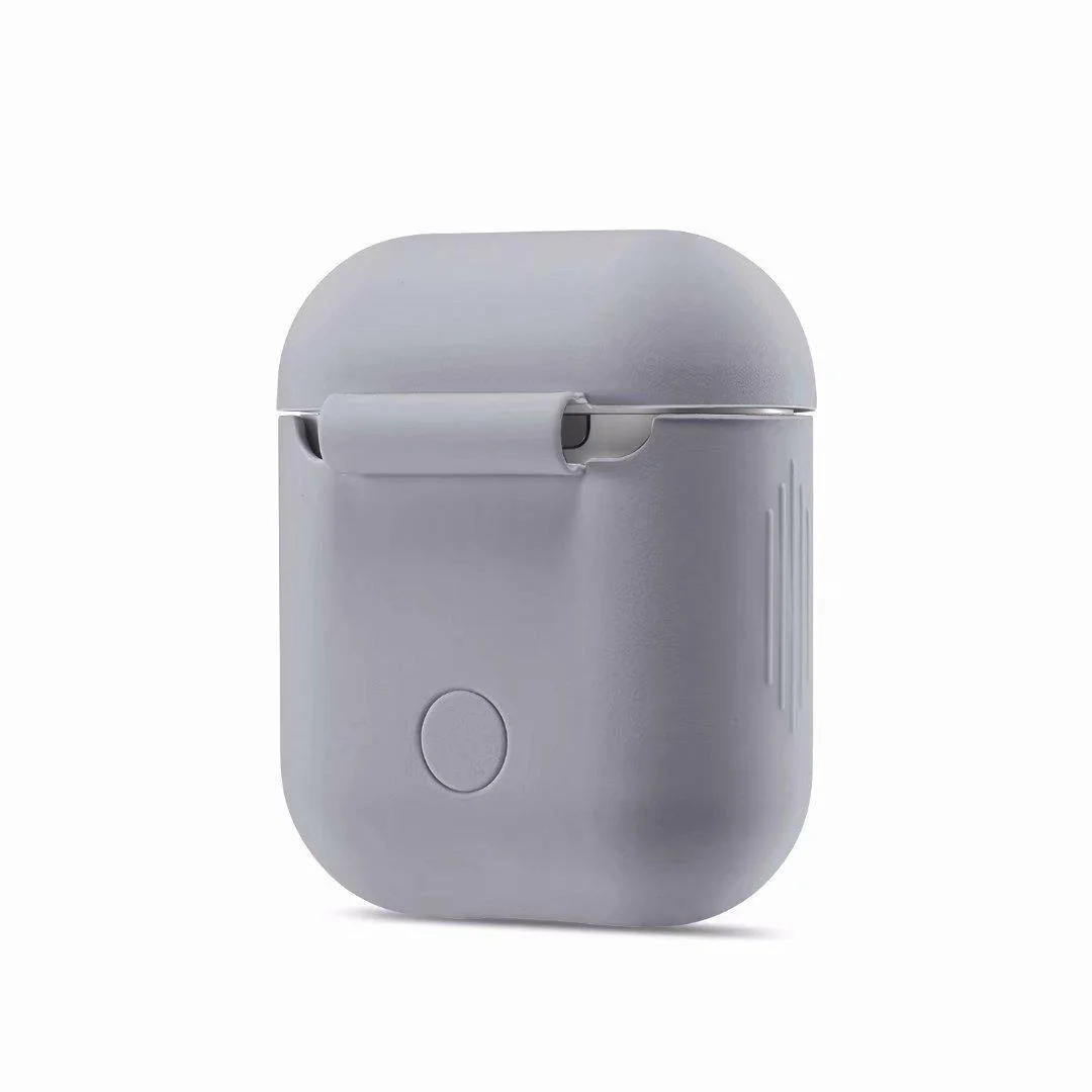 Серый силиконовый чехол для наушников AirPods Аирподс 1 / 2 розовый, черный, синий