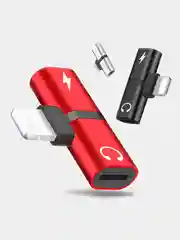 Золотой переходник адаптер для наушников Lightning и зарядки Lightning на iPhone