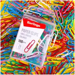 Скрепки Berlingo, цветные, 28 мм, 100 штук