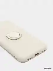 Бежевый чехол силиконовый с кольцом на iPhone X / XS  mobios