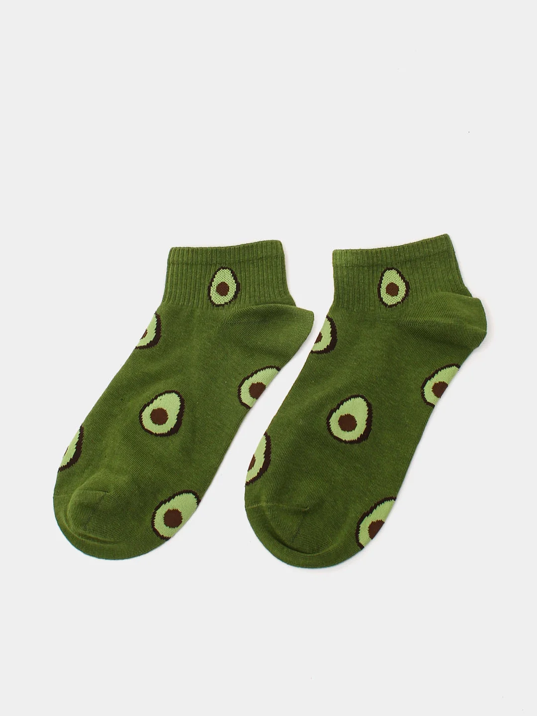 Зеленый носки женские с принтом "Avocado short", укороченные