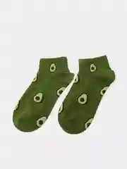 Зеленый носки женские с принтом "Avocado short", укороченные