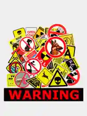 Стикеры "WARNING", 50 штук