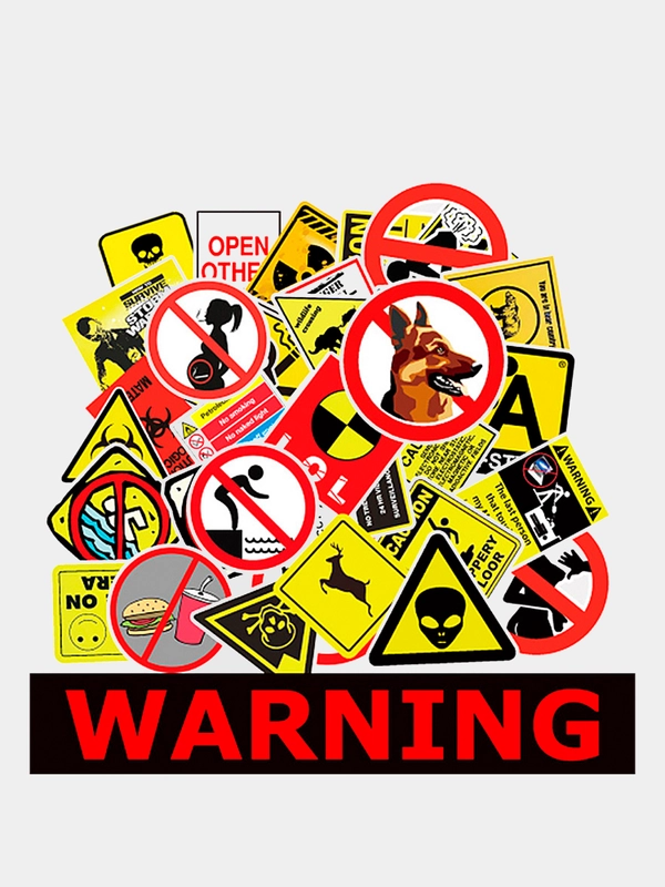 Стикеры "WARNING", 50 штук