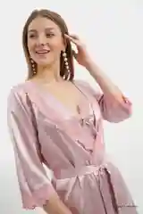 Бежевый комплект: ночная сорочка и халат