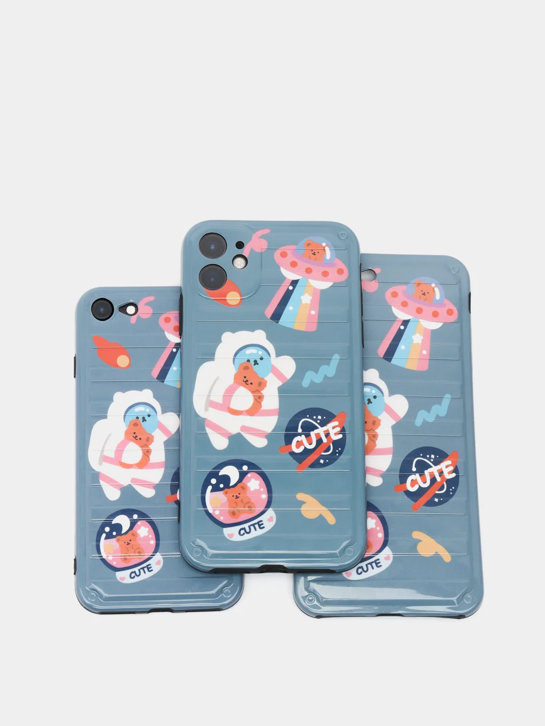 Серый чехол для iPhone "Cute Space", 6s 7, 8 Plus X, Xs Max, XR 11 Pro Max