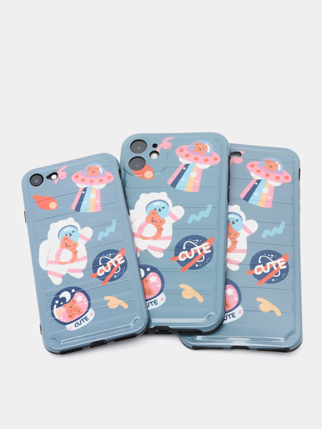 Серый чехол для iPhone "Cute Space", 6s 7, 8 Plus X, Xs Max, XR 11 Pro Max