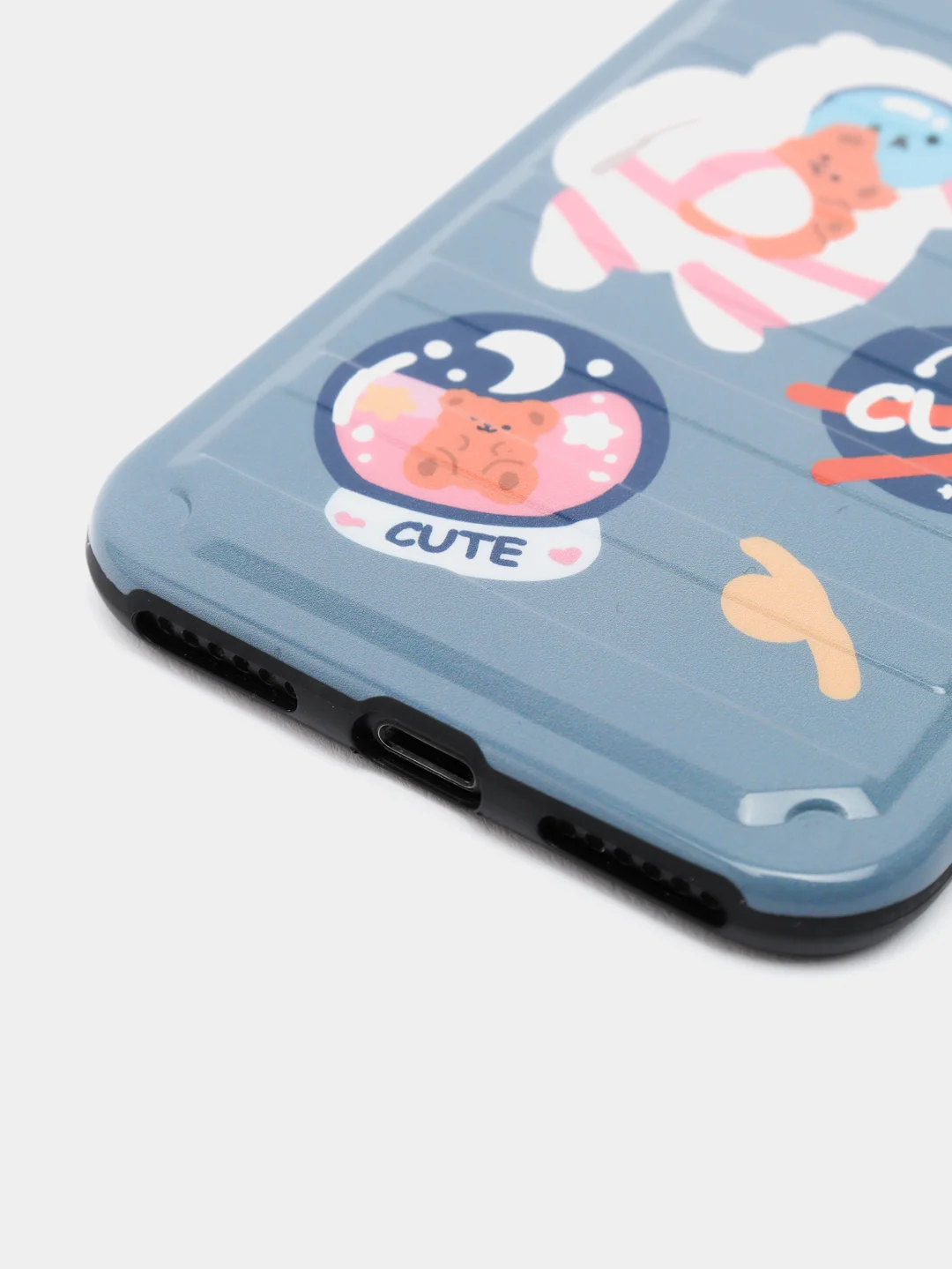 Серый чехол для iPhone "Cute Space", 6s 7, 8 Plus X, Xs Max, XR 11 Pro Max