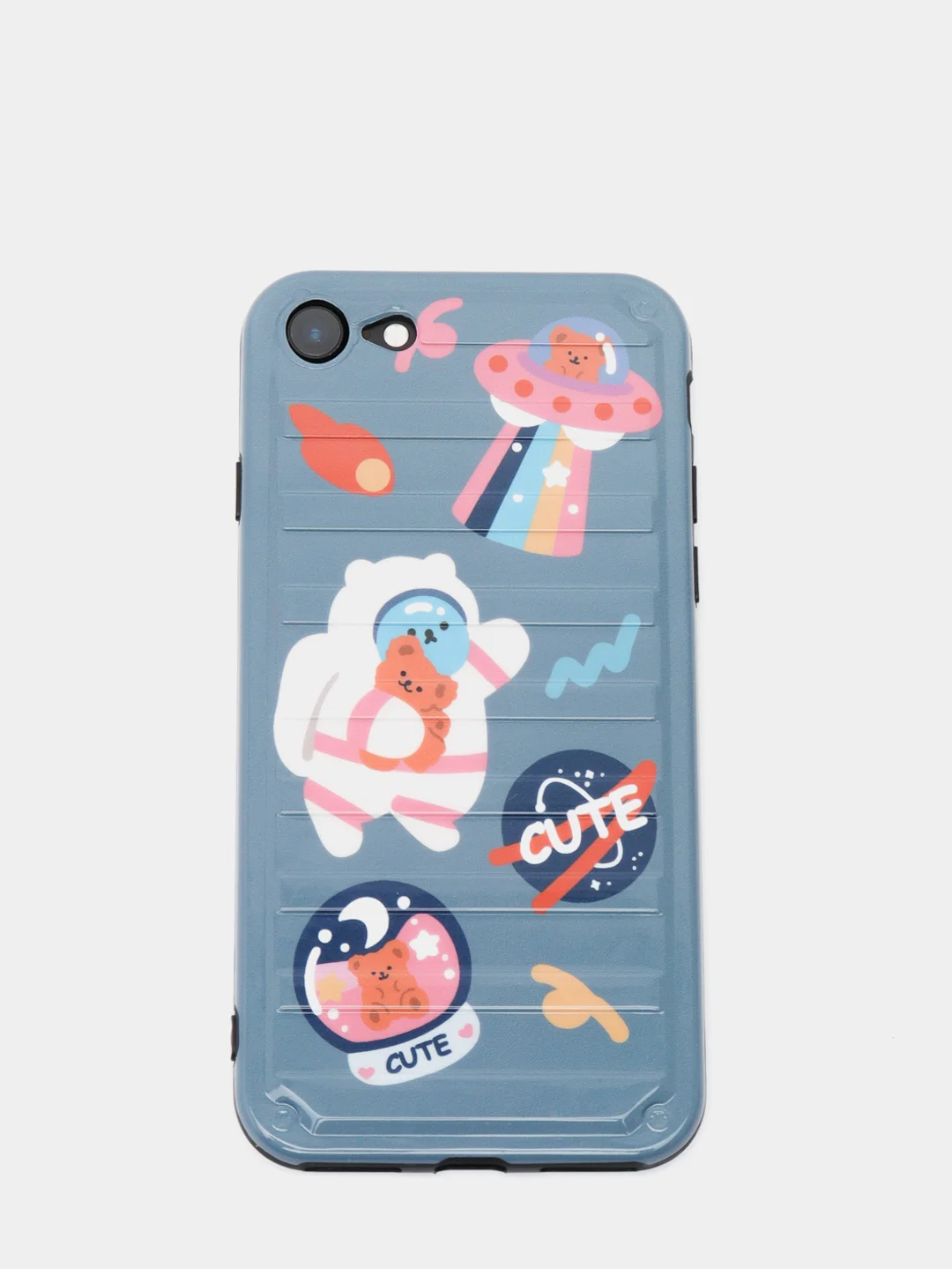 Серый чехол для iPhone "Cute Space", 6s 7, 8 Plus X, Xs Max, XR 11 Pro Max