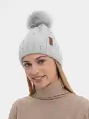 Серебряный шапка с помпоном