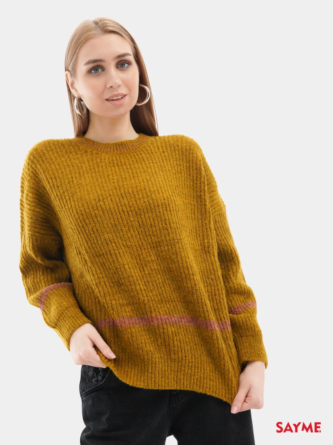 Женский вязаный свитер с полосками Knit