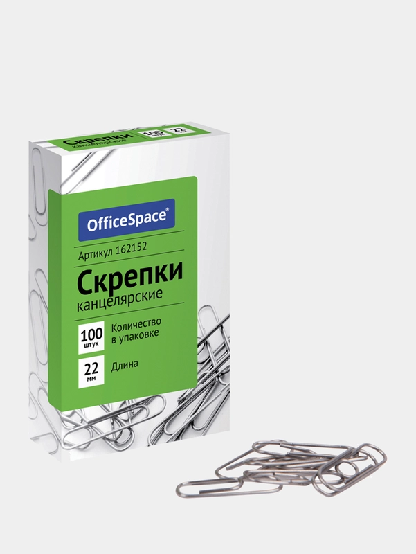 Скрепки OfficeSpace, 22 мм, 100 штук