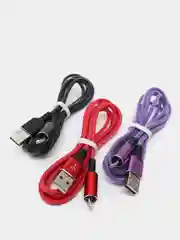 Красный кабель зарядный Micro USB / Lightning / Type-C, 1,2 м, для Android и iPhone
