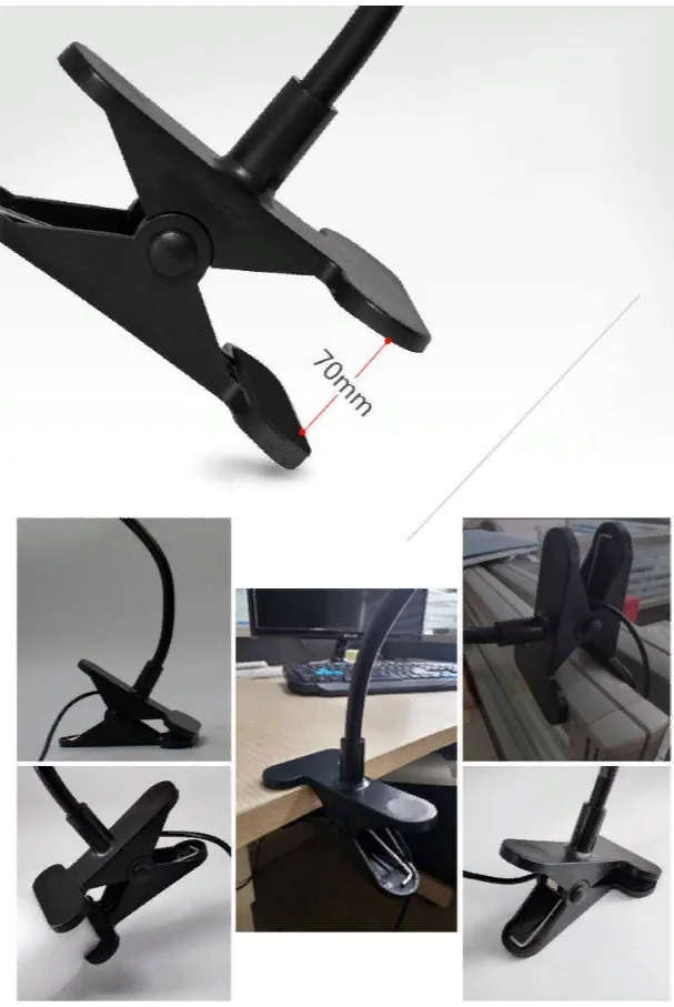 Настольный LED светильник для маникюра USB с удобным креплением, прищепка