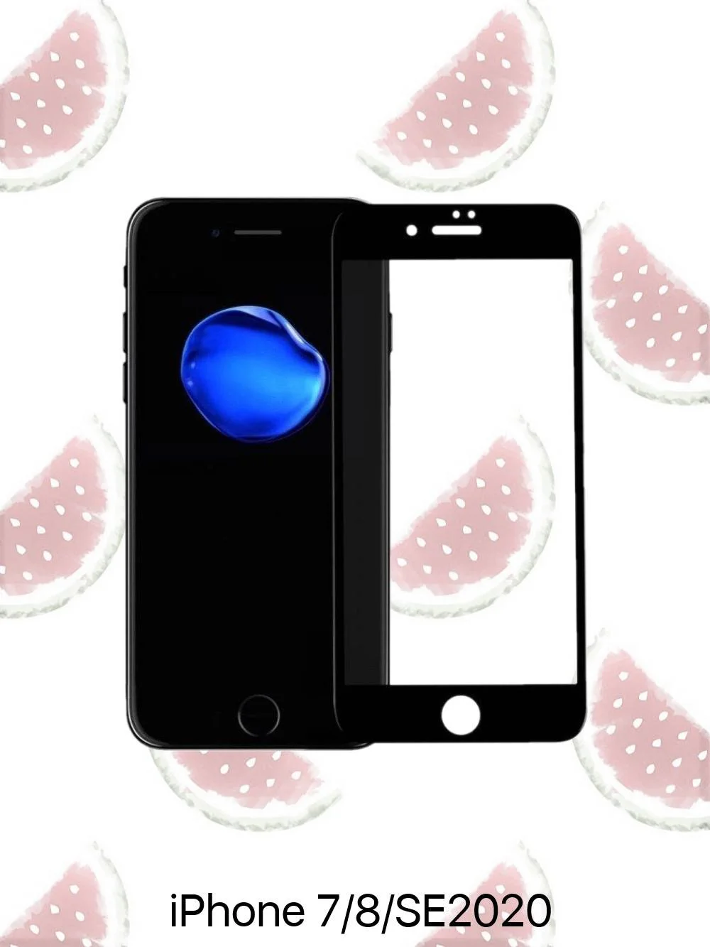 Черный защитное стекло для iPhone 7 / 8 / SE2020, полноэкранное, 9D, черное