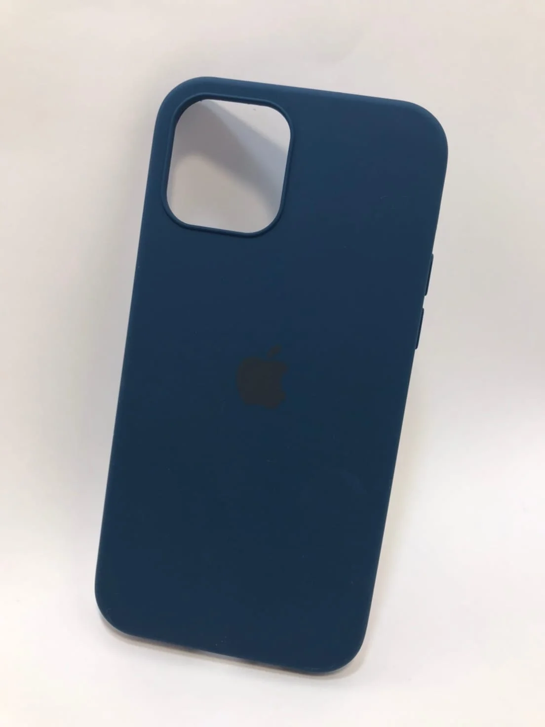 Темно-синий защитный силиконовый чехол для iPhone 12 Pro, с яблоком