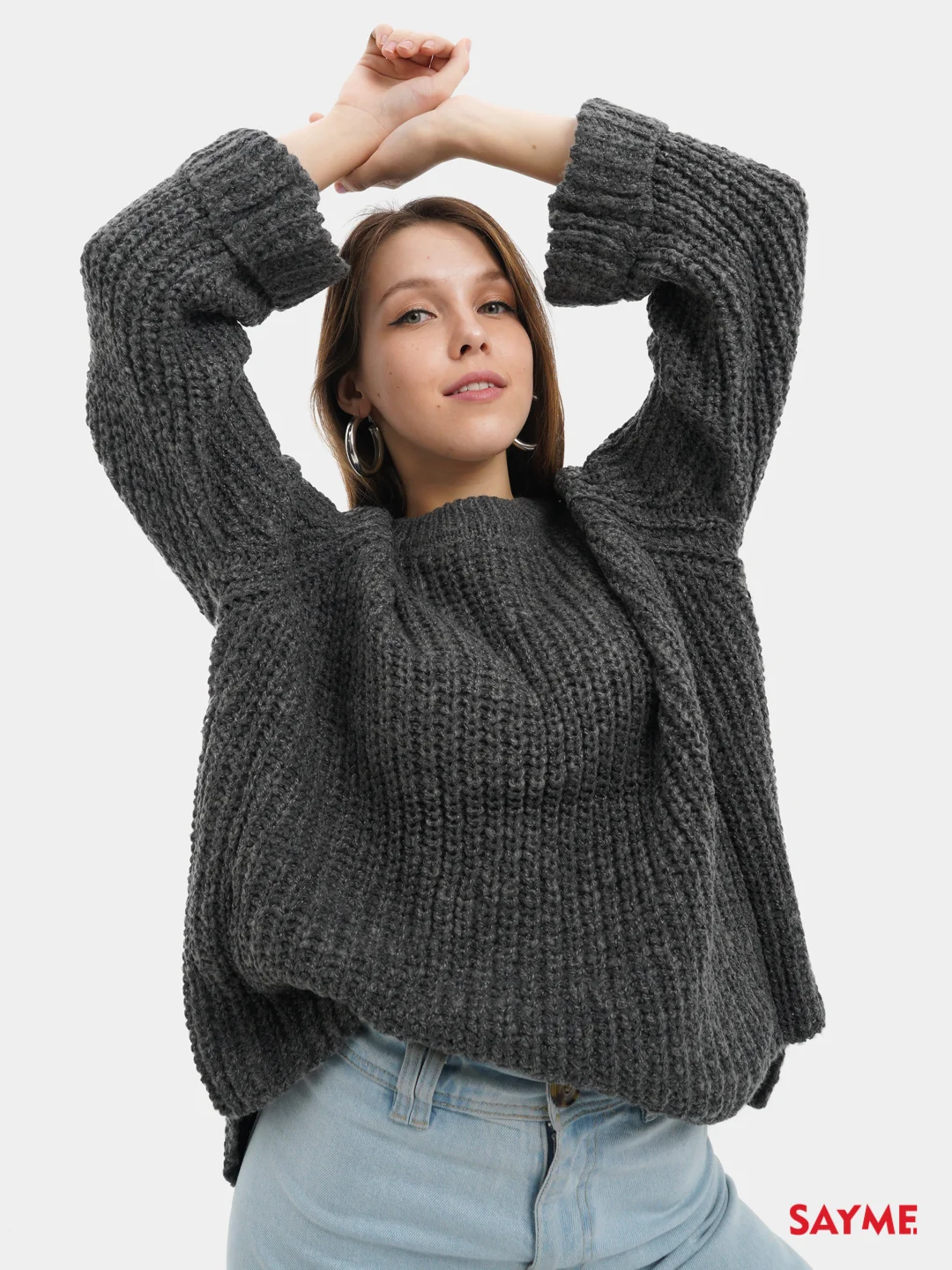 Свитер вязаный оверсайз крупной вязки Knit