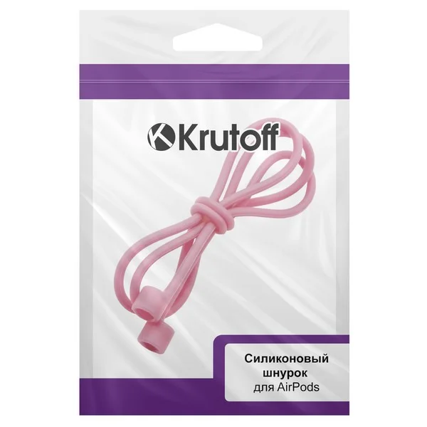 Krutoff / Силиконовый шнурок для AirPods (Эйр Подс), розовый