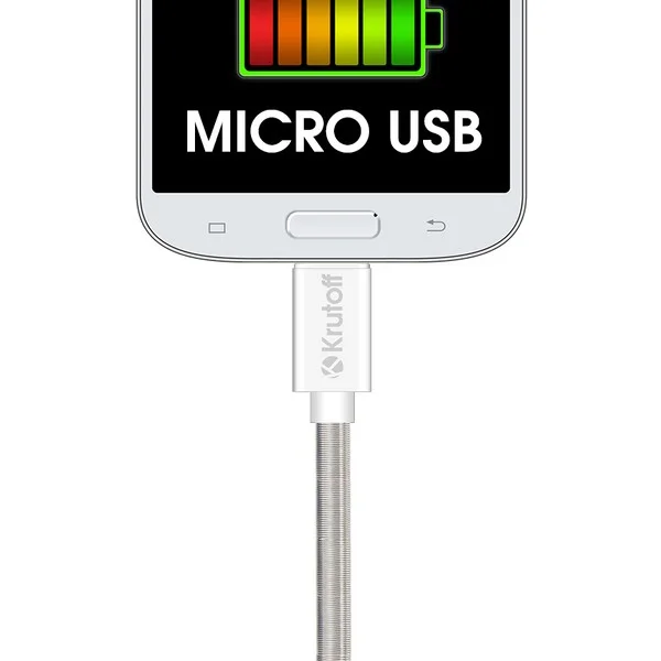 Кабель USB micro Krutoff Spring, 1 метр, белый