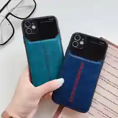 Чехол для Айфон кожаный с глянцевым противоударным стекло для iPhone IHaitun