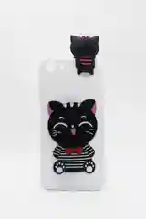 Белый силиконовый чехол для iPhone, c 3D игрушкой "Кошка"
