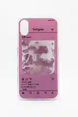 Розовый силиконовый чехол "Окошко инстаграм" для iPhone, с блестками