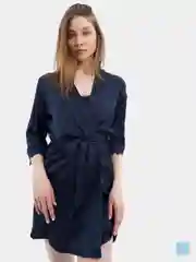 Темно-синий атласная пижама LaFemme, 4 предмета