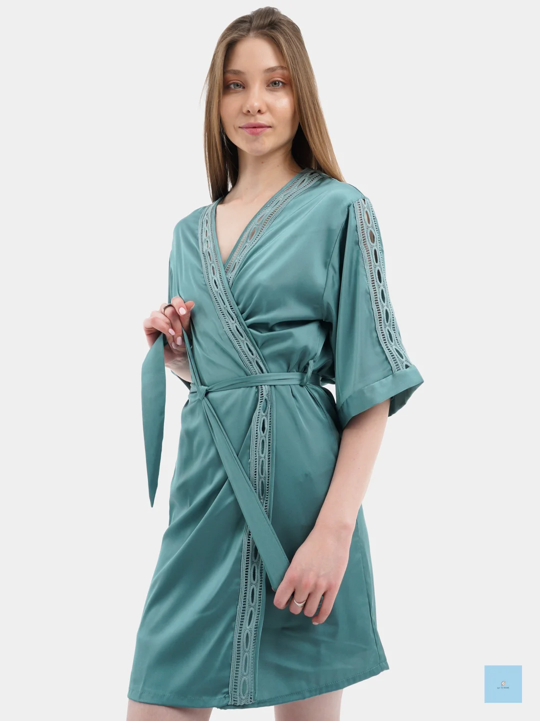 Бирюзовый пижама атласная LaFemme