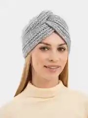Серый меланж чалма женская, вязаная