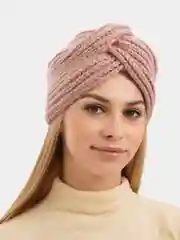 Коралловый меланж чалма женская, вязаная
