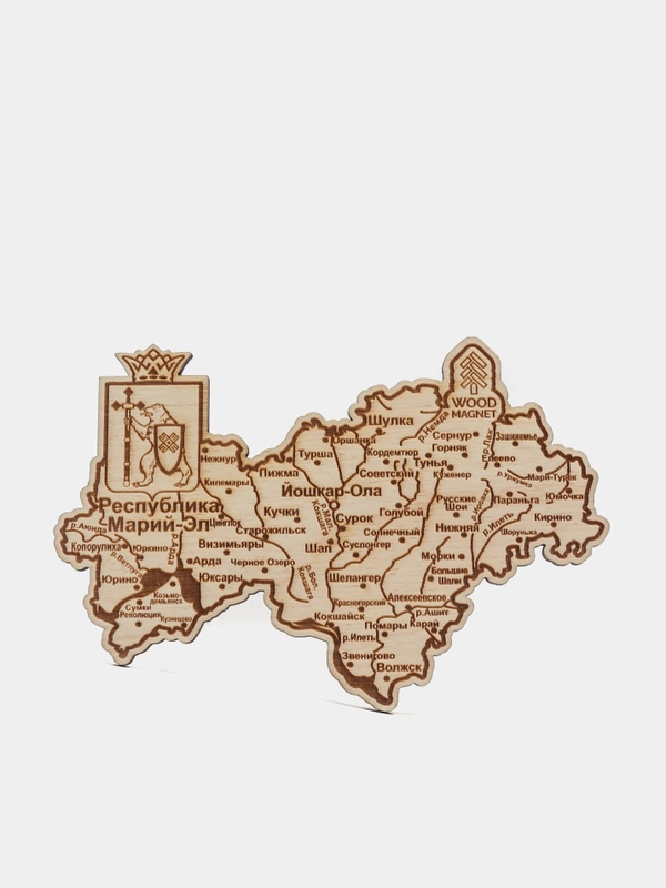 Магнит деревянный "Республика Марий Эл"