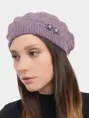 Лавандовый берет женский с брошью Landa