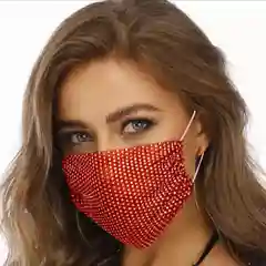 Красный многоразовая маска со стразами