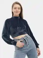 Велюровый топ с длинными рукавами